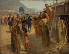 John Norval Marchand, Village Scene, oil on canvas