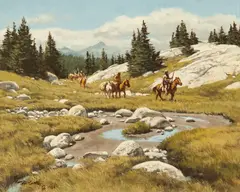 In Beartooth Pass by Frank McCarthy, 1986, oil on canvas, sold Jul 2009