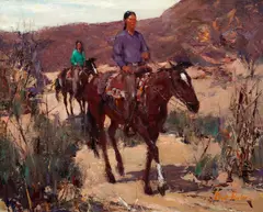 Indian Ponies by Burt Procter, oil on canvas, sold Jul 2009