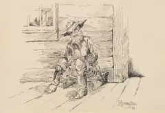 Old Timer by Frederic Remington, 1888, pen & ink on paper, sold Jul 2009