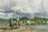 Donald Teague, Afternoon Before the Battle, watercolor on paper