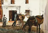 Donald Teague, A Courtyard in Ronda, Spain, watercolor on paper