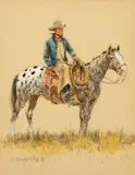Olaf Wieghorst, The Appaloosa, mixed media on paper