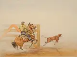 Off and Running by Olaf Wieghorst, watercolor on paper, sold Jul 2009