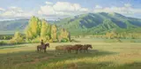 Wayne E. Wolfe, Autumn Afternoon in Taos, 1981, oil on canvas