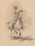 Cowboy by Edward Borein, 1925, quill pen & ink on paper, sold Jul 2008