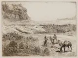 Edward Borein, The Gossips, Chinle, Arizona, etching & drypoint on paper