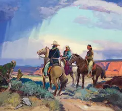 The Navajo Horseman by Carl Oscar Borg, 1945, oil on canvas, sold Jul 2008