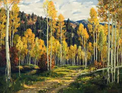 Fremont Ellis, The Road Through the Aspens, 1925, oil on canvas