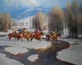 Gros Ventre Hunters by Martin Grelle, 2008, oil on canvas, sold Jul 2008