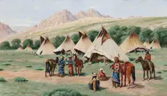 John Hauser, Indian Village, 1902, gouache on paper