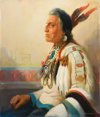 Adolph Heinze, Chief Two Guns White Calf, oil on canvas