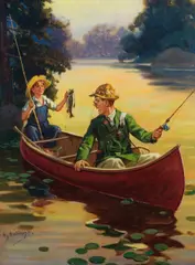 Henry Hintermeister, Out-Fishing the Expert, oil on canvas