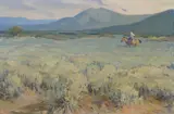 Ned Jacob, Taos Morning, oil on canvasboard