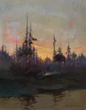 Cache on the Yukon by Sydney Laurence, oil on canvas, sold Jul 2008