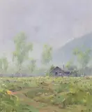 Alaskan Homestead by Sydney Laurence, oil on canvas laid on board, sold Jul 2008