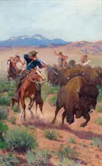 Richard Lorenz, The Buffalo Hunters, oil on canvas