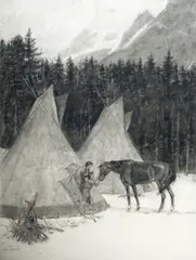 Tom Lovell, No Room at the Inn, charcoal on paper
