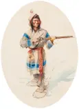 The Sovereign Hunter, Canadian Cree by Edgar S. Paxson, 1905, watercolor on paper, sold Jul 2008