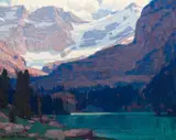 View of the Glacier & Palisades by Edgar Alwin Payne, oil on canvas, sold Jul 2008