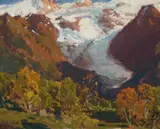 Glacier in Autumn, Chamonix-France by Edgar Alwin Payne, oil on canvasboard, sold Jul 2008