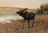 Moose Near Banff by Carl Rungius, oil on canvas, sold Jul 2008