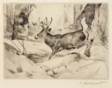 White Flag by Carl Rungius, etching on paper, sold Jul 2008