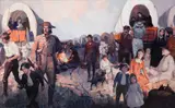 Frank Schoonover, The Sixty-Three Wagons of the Joel Nesbith Emigrant Were in Night Camp