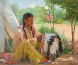 Joseph Henry Sharp, The Bonnet Maker, oil on canvas
