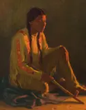 Joseph Henry Sharp, White Weasel, Taos, oil on canvas