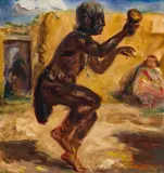 John Sloan, Black Koshare, oil on board