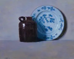Still Life with Plate and Jug (after 1912) by N. C. Wyeth, oil on canvas, sold Jul 2008
