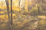 Robert Kennedy Abbett, Brittany Spaniels and Woodcock, 1990, oil on board