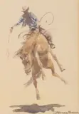 Edward Borein, Bronc Rider, watercolor on paper