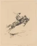 Edward Borein, Buckaroo, etching on paper