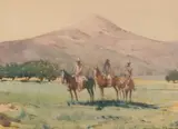 Cowboys in a Meadow by Edward Borein, watercolor on paper, sold Jul 2007