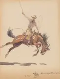 Edward Borein, Riding High, watercolor on paper