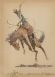 Let 'er Buck by Edward Borein, watercolor on paper, sold Jul 2007