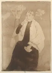 Portrait of the Artist's Mother by Mary Cassatt, 1889, soft ground etching and aquatint on paper, sold Jul 2007