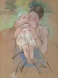 Mary Cassatt, Baby Bill Standing on His Mother's Lap, pastel on paper mounted on stretched linen