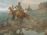 Charles Abel Corwin, At the Ford, oil on canvas