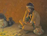 E. Irving Couse, The Thinker, 1933, oil on board