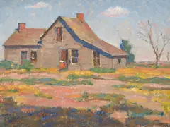 Harvey Dunn, Farm House, oil on canvas laid on board