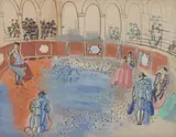 Raoul R. Dufy, La Corrida, 1949, gouache on paper mounted on canvas