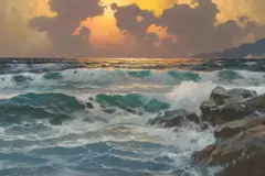 Alexander Dzigurski, California Coast, oil on canvas