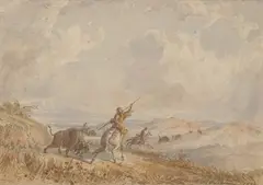 Seth Eastman, Buffalo Hunt, 1848, watercolor on paper
