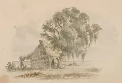Seth Eastman, Seminole Hut Near Sarasota, watercolor on paper