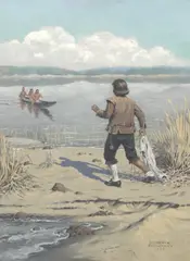 Clarence A. Ellsworth, The Rescue, 1937, oil on canvasboard