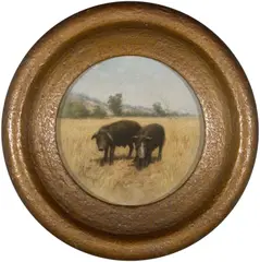 Hogs by Grace Hudson, 1897, oil on board, sold Jul 2007