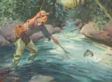 Frank B. Hoffman, Trout Triumph, oil on board